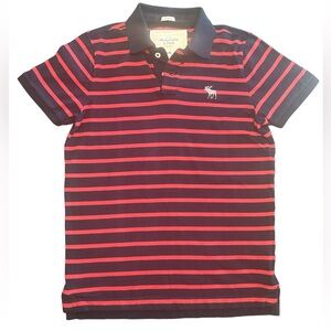 VTG Y2K Abercrombie & Fitch striped moose logo muscle fit preppy polo shirt XXL